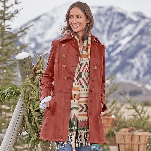 Sundance | Carmichael Leather Trenchcoat in Rust / Terracotta, Sz S ♥ NWT! - Picture 1 of 10
